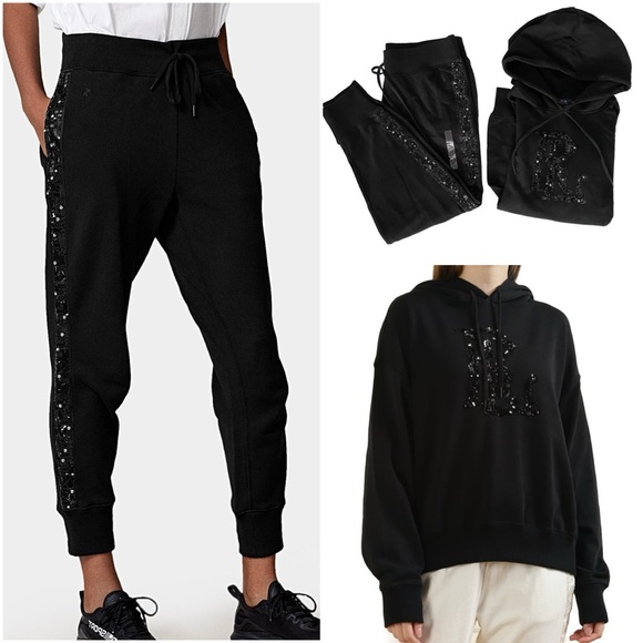SET POLO RALPH LAUREN Embellished Logo French Terry Hoodie & Jogger M - Picture 1 of 16